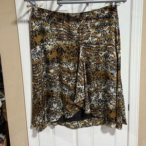 Added Dimensions 4X Animal Print Hi-Low Midi Skirt Elastic Waist Boho Safari